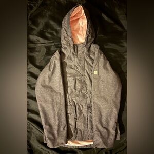 Grey North face girls coat with pink fleece inside size 14/16